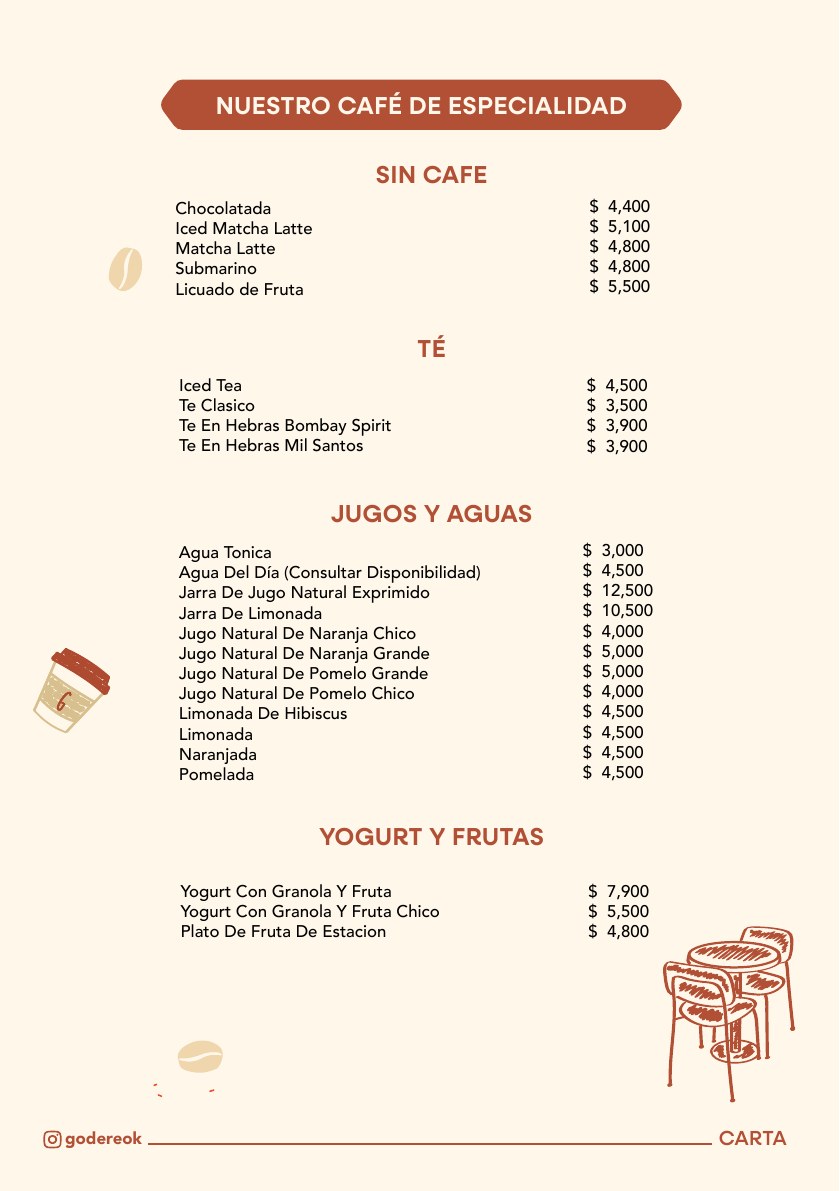 Carta Cafetería