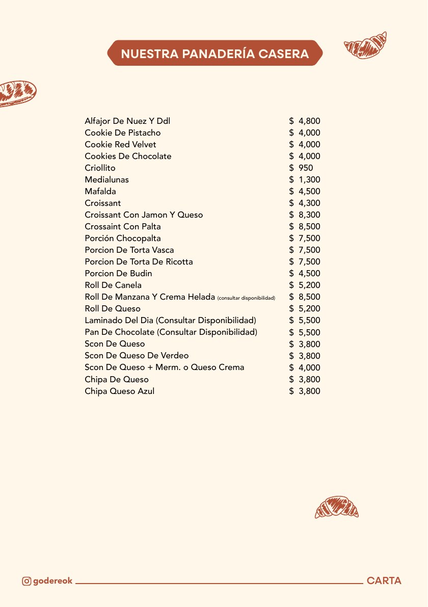 Carta Cafetería
