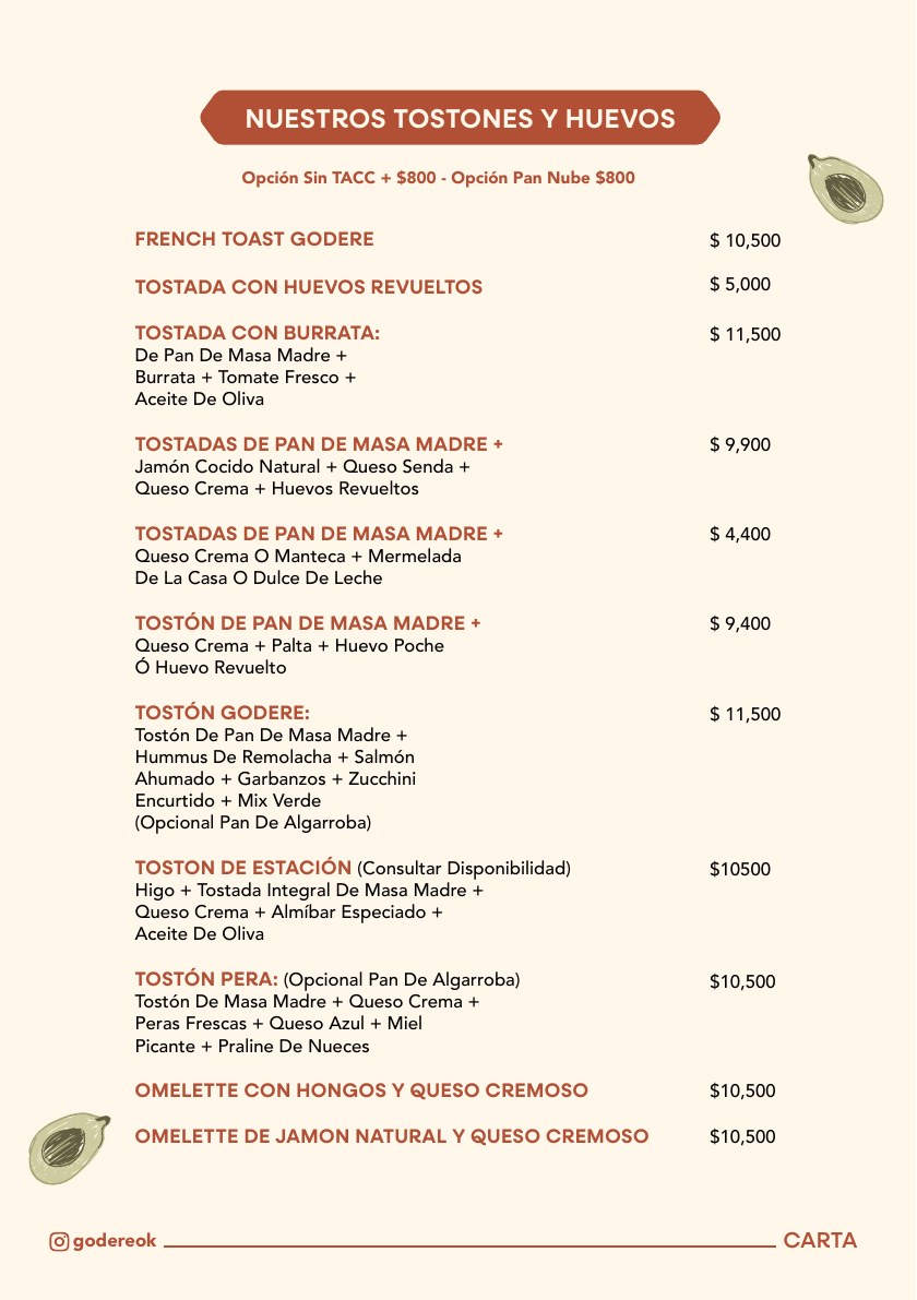 Carta Cafetería
