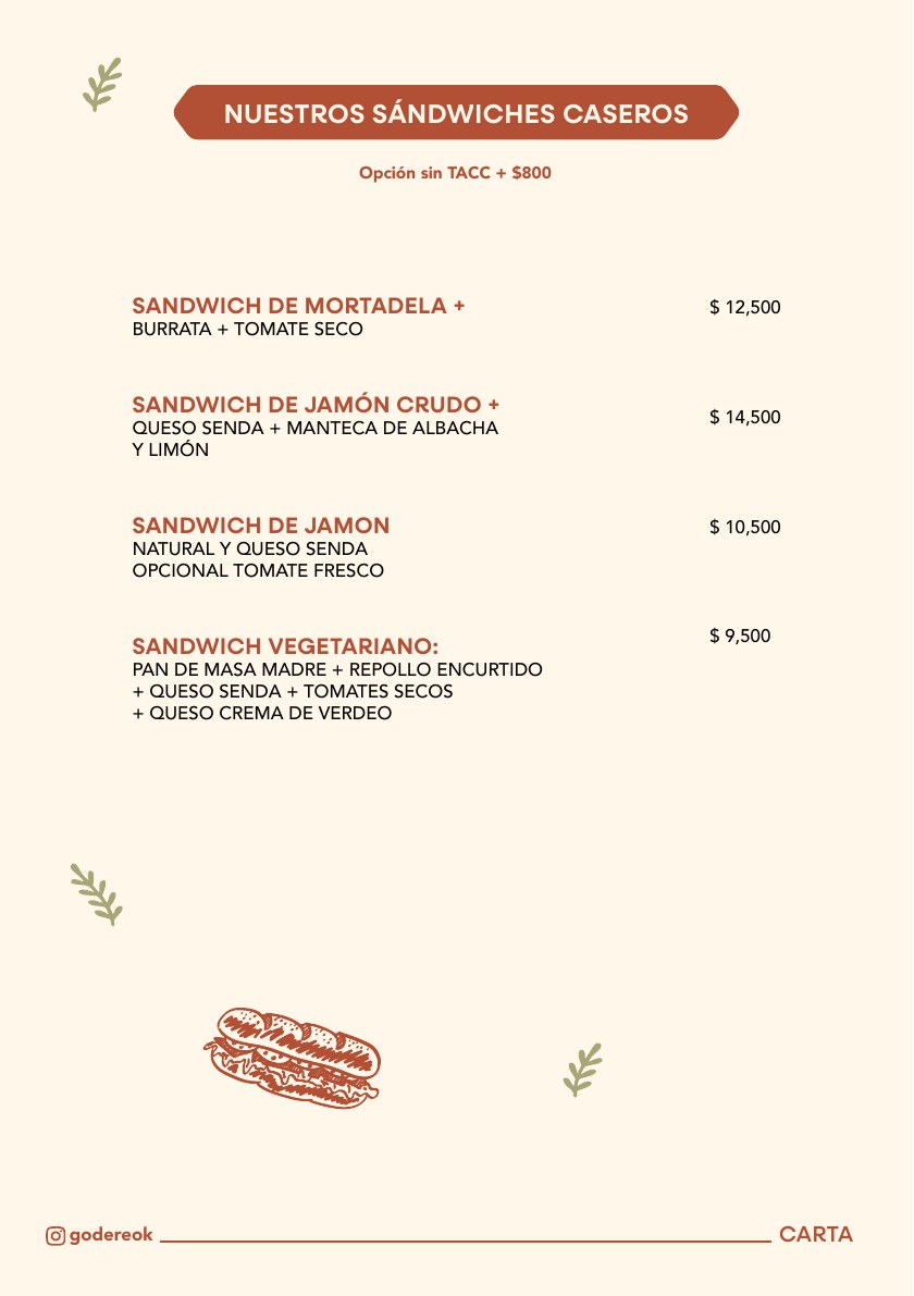 Carta Cafetería